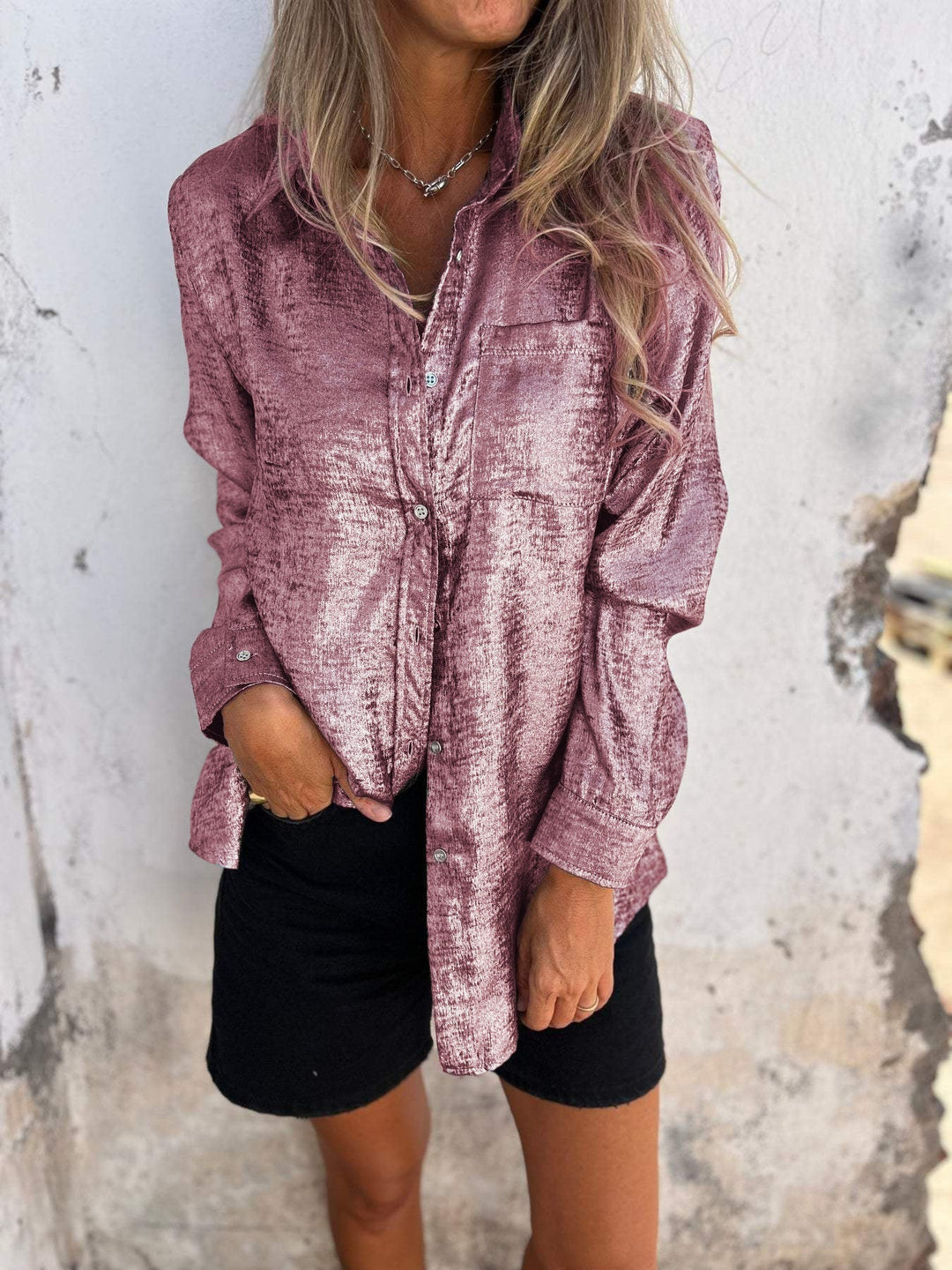 Maria™ | Metallic Bluse