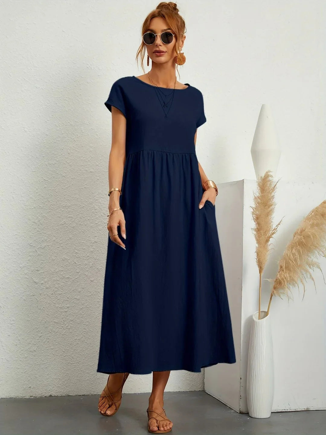 Safira® | Elegantes Freizeitkleid aus Baumwolle und Leinen