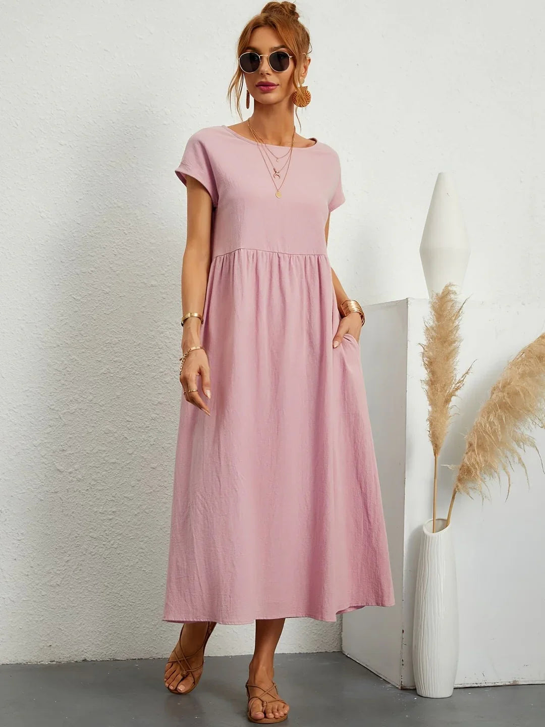 Safira® | Elegantes Freizeitkleid aus Baumwolle und Leinen