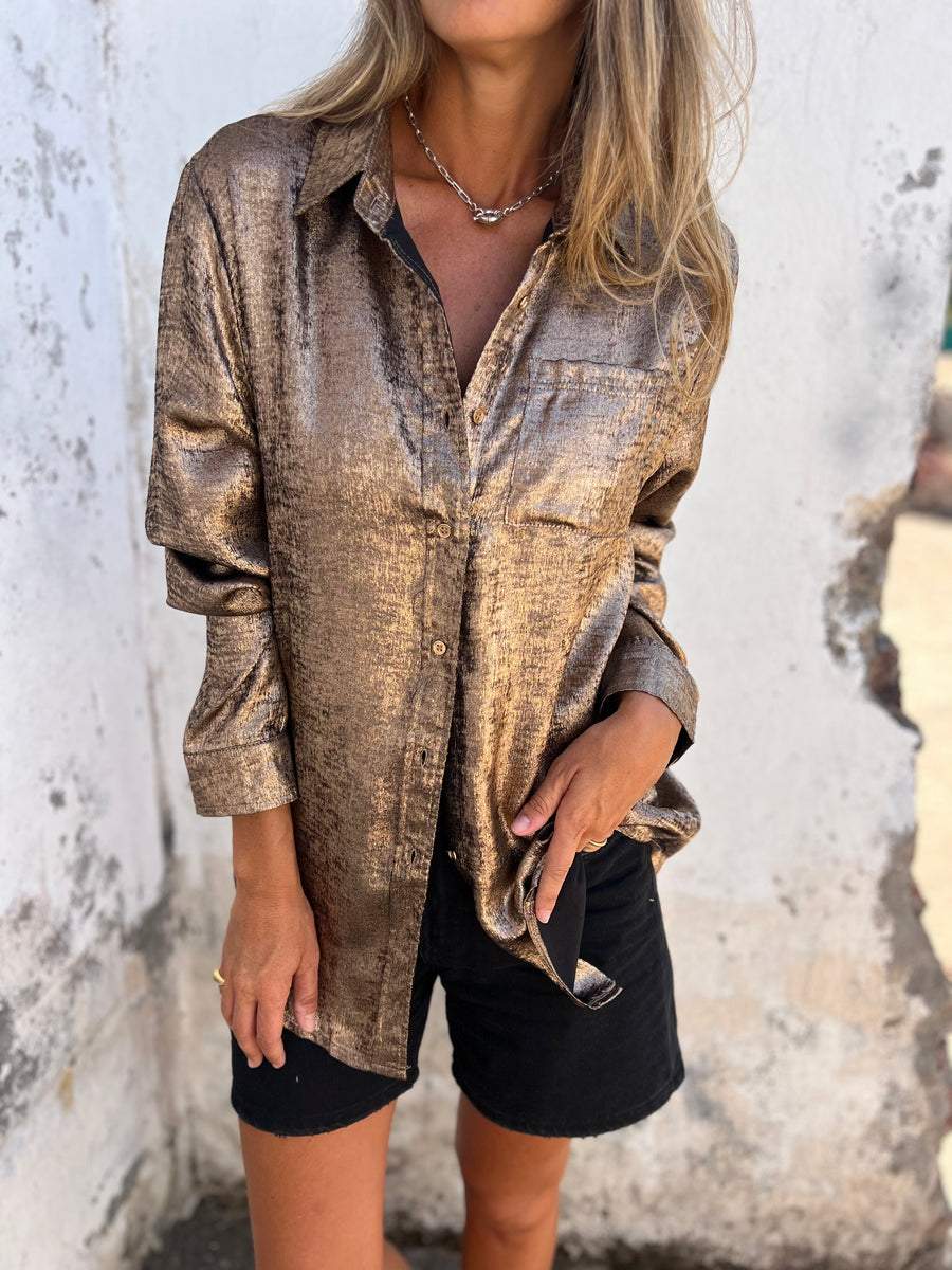 Maria™ | Metallic Bluse