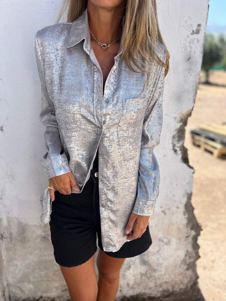 Maria™ | Metallic Bluse