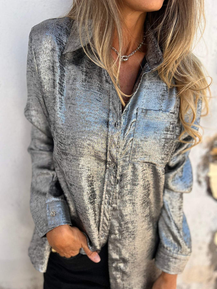 Maria™ | Metallic Bluse